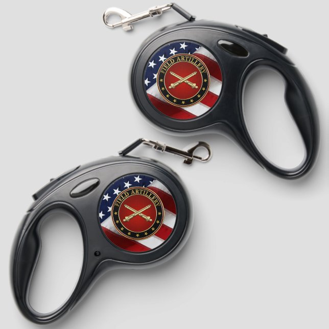 Field Artillery Branch Insignia Special Edition Retractable Pet Leash (Front & Back)