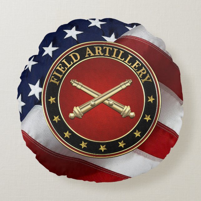 Field Artillery Branch Insignia Special Edition Round Pillow (Front)