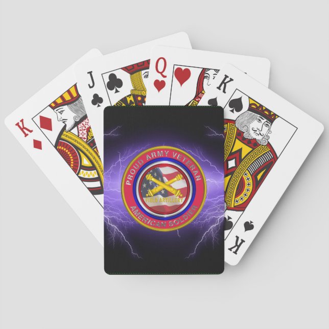 Field Artillery Soldier Black Lighting Poker Cards (Back)