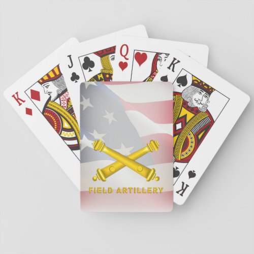 Field Artillery Soldier with American Flag Playing Cards
