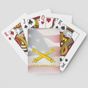 Field Artillery Soldier with American Flag Poker Cards