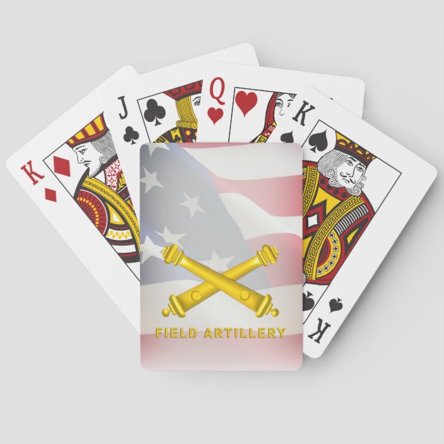 Field Artillery Soldier with American Flag Poker Cards (Back)