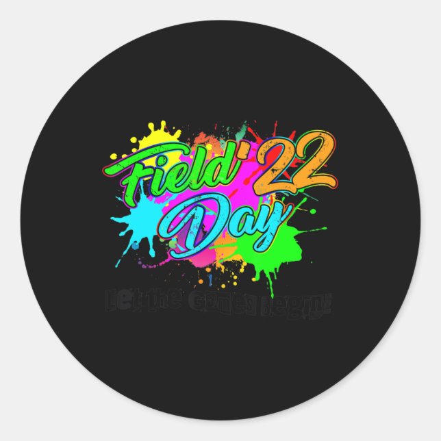 Field Day 2022 Let The Games Begin Kids Boys Girls Classic Round Sticker (Front)