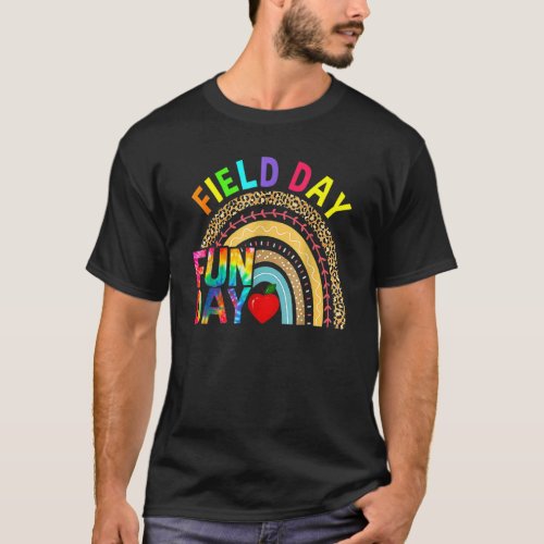 Field Day Fun Day Last Day Of School Teacher Rainb T_Shirt