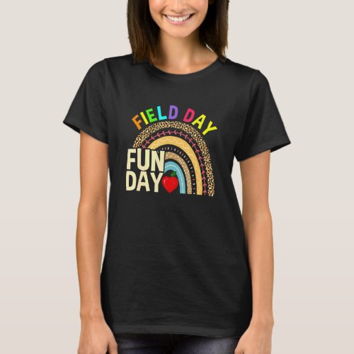 Field Day Fun Day Last Day Of School Teacher Rainb T_Shirt