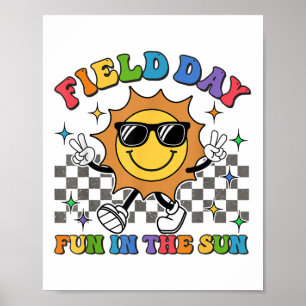 Field Day Fun In The Sun Groovy Smile Face Checker Poster