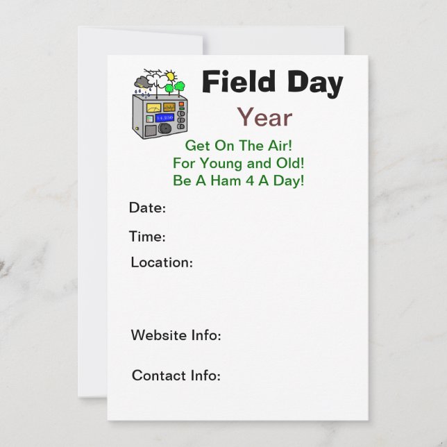 Field Day Ham Radio Invitations - Customize It! (Front)