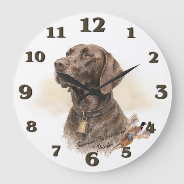 Field & Feather – German Shorthaired Pointer with  Large Clock (Front)