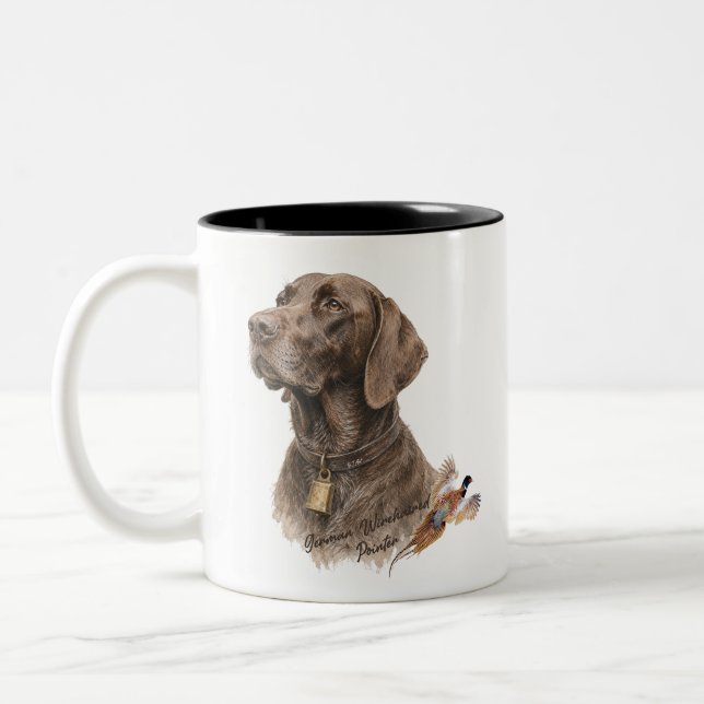 Field & Feather – German Shorthaired Pointer with  Two-Tone Coffee Mug (Left)
