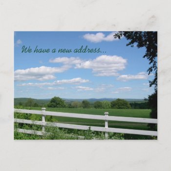 Field Fence Rural Living New Address Announcement Postcard by pamdicar at Zazzle