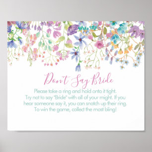 Field Floral Bridal Shower Can't Say Bride Game Poster