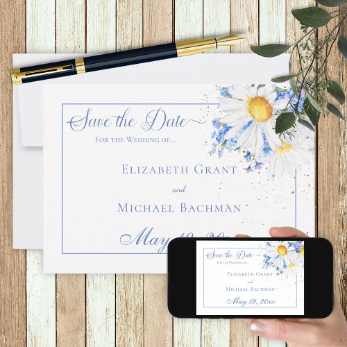 Field Flowers Bouquet Wedding Save The Date