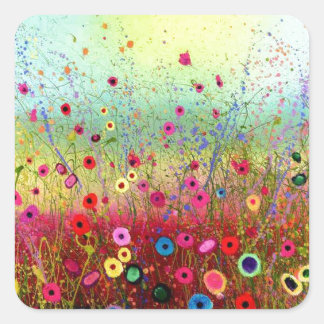 Field flowers square sticker