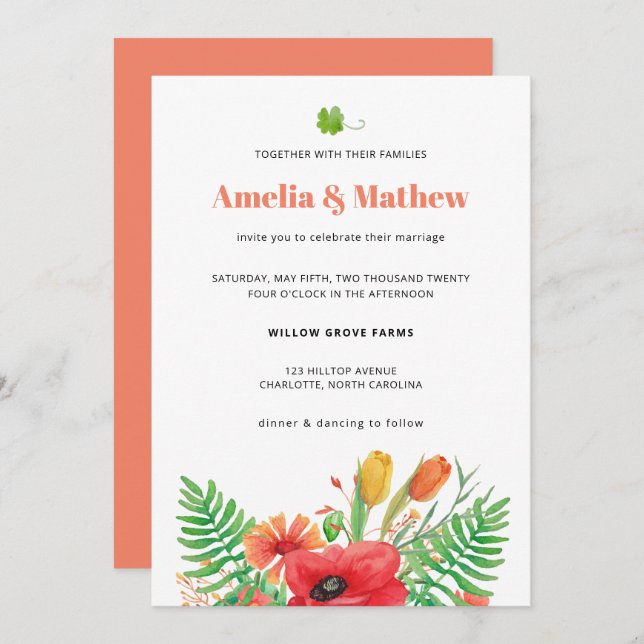Field Flowers Wedding Invitation (Front/Back)