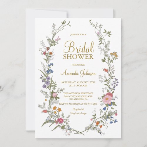 Field Flowers Wild Flowers Floral Bridal Shower Invitation