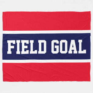 FIELD GOAL Bright Red White Navy Blue Stripes Fleece Blanket