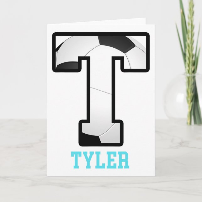Field Goal Letter Tyler Alphabet Soccer  Card (Front)