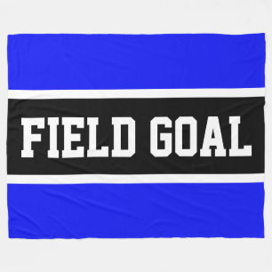 FIELD GOAL Sporty Black White Royal Blue Stripes Fleece Blanket