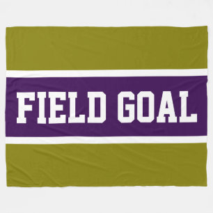 FIELD GOAL Sporty Deep Purple White Olive Stripes Fleece Blanket