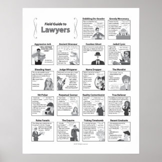Field Guide to Lawyers 16x20 Poster