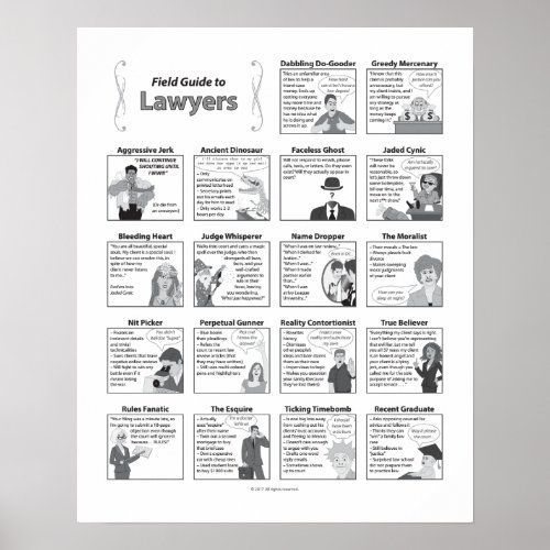 Field Guide to Lawyers 16x20 Poster