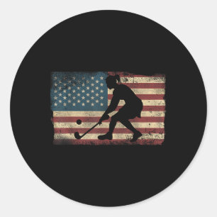 Field Hockey American Flag Vintage Classic Round Sticker