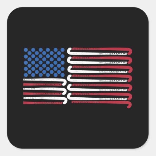 Field Hockey American Flag with Blue Balls for Square Sticker