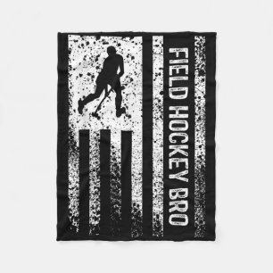 Field Hockey Bro Brother Distressed Vintage Americ Fleece Blanket