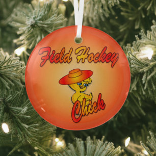 Field Hockey Chick #5 Glass Ornament