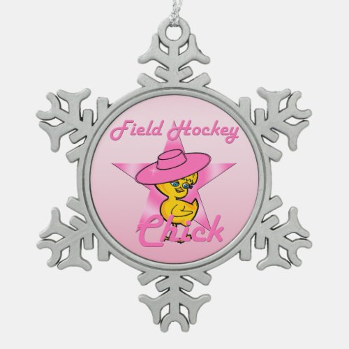 Field Hockey Chick 8 Snowflake Pewter Christmas Ornament