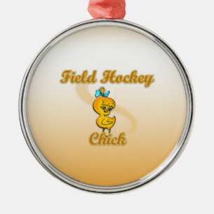 Field Hockey Chick Metal Ornament