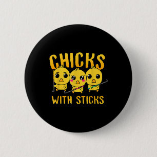 Field Hockey Chicks With Sticks Cute Field Hockey Button