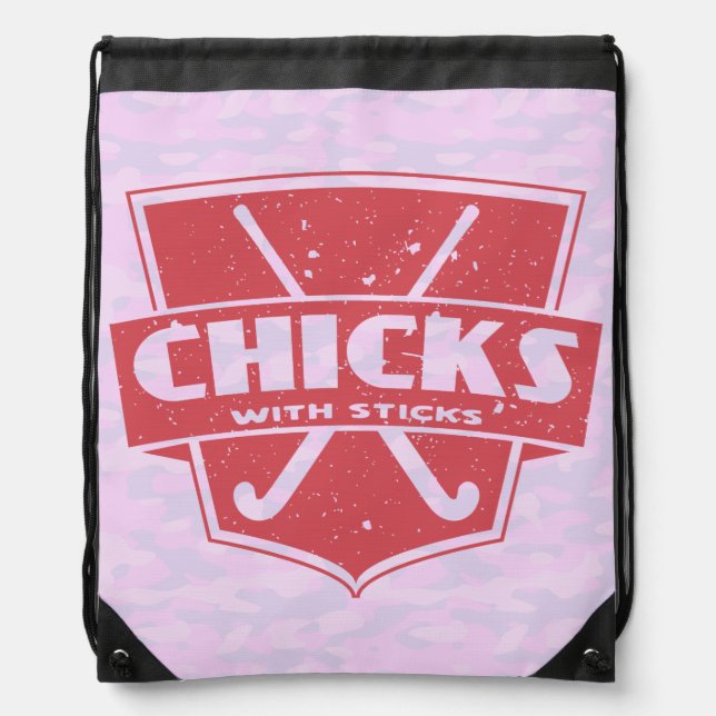 Field Hockey Chicks With Sticks Drawstring Bag (Front)