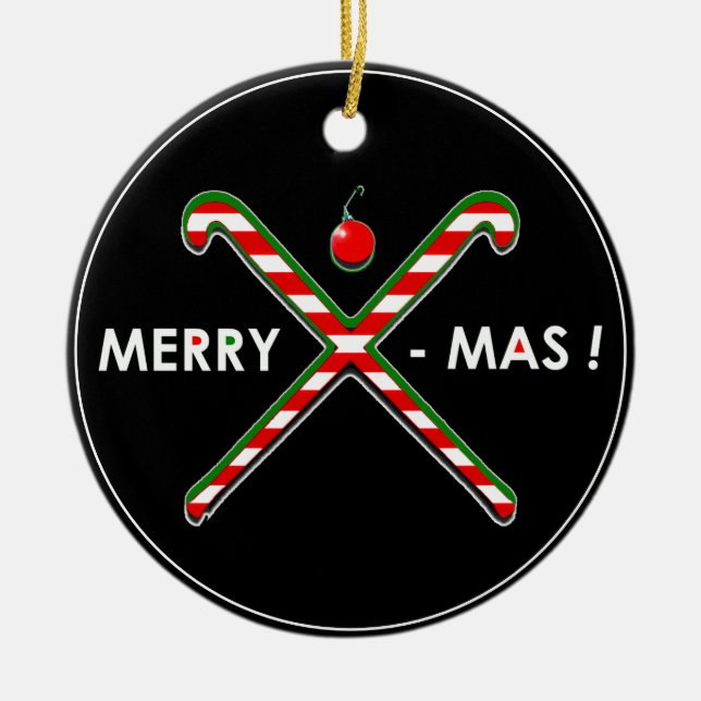 Field Hockey Christmas Ceramic Ornament (Front)