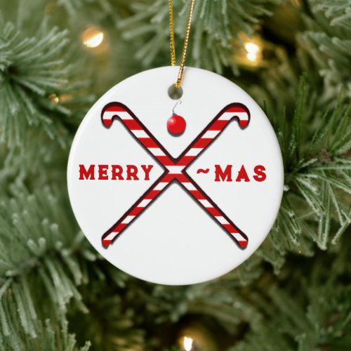 Field Hockey Christmas Ceramic Ornament