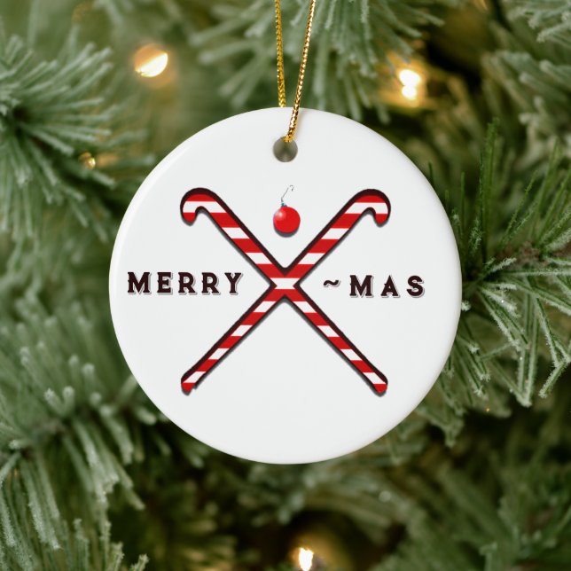 Field Hockey Christmas Ceramic Ornament (Tree)