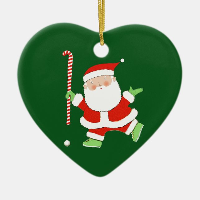 Field Hockey Christmas Collectible Ceramic Ornament (Front)