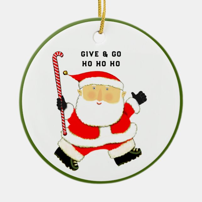 Field Hockey Christmas Collectible Ceramic Ornament (Front)