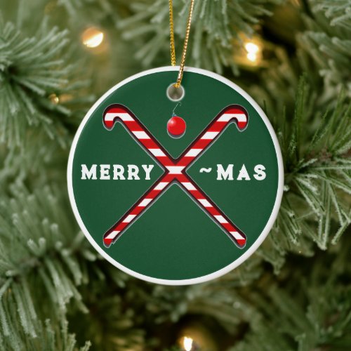 Field Hockey Christmas Collectible Ceramic Ornament