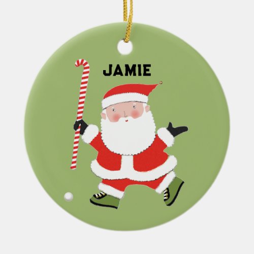 Field Hockey Christmas Collectible Ceramic Ornament