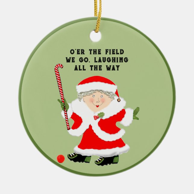 Field Hockey Christmas Collectible Ceramic Ornament (Front)