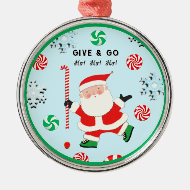 Field Hockey Christmas Collectible Metal Ornament (Front)