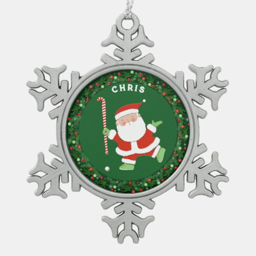 Field Hockey Christmas Collectible Snowflake Pewter Christmas Ornament