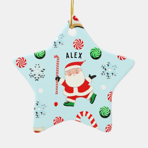 Field Hockey Christmas Holiday Gift Ceramic Ornament