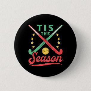 Field Hockey Christmas Tis The Season Cute Player Button