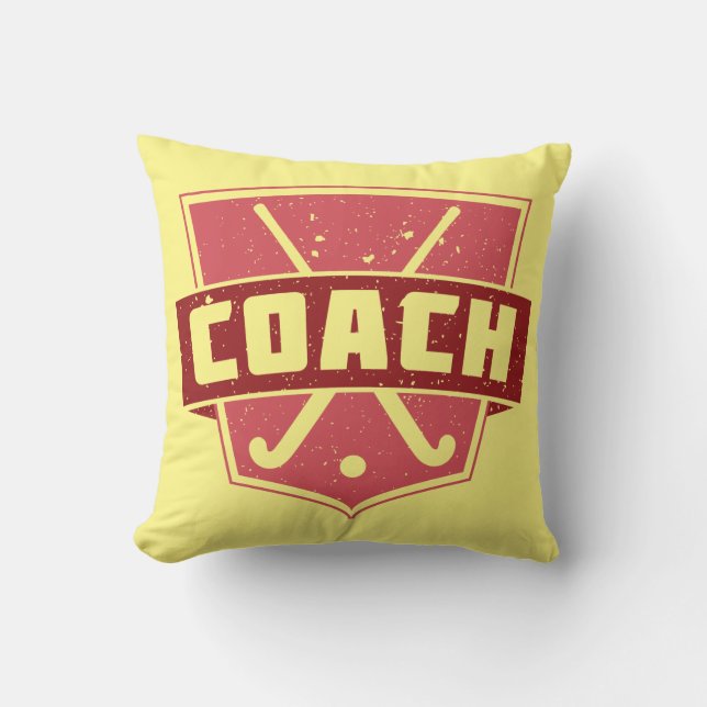 Field Hockey Coach Name & Number Throw Pillow (Front)