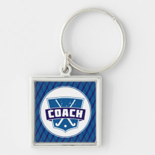 Field Hockey Coach Shield Metal Key Ring
