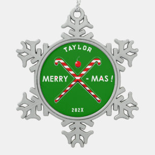 Field Hockey Collectible Snowflake Pewter Christmas Ornament