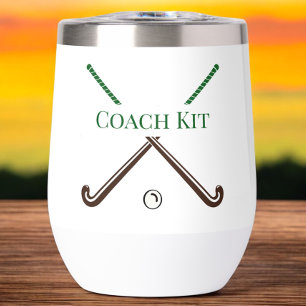 Field Hockey Crossed Sticks Custom Thermal Wine Tumbler