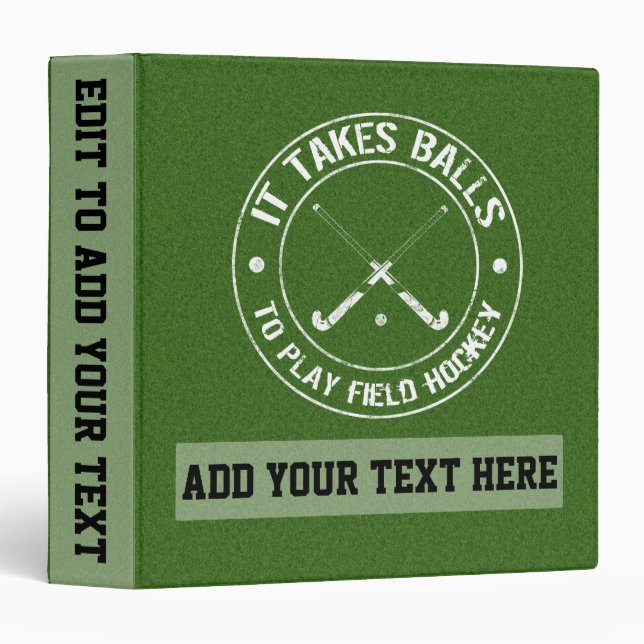 Field Hockey Customizable 3 Ring Binder (Front/Spine)